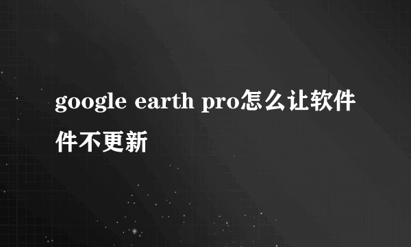 google earth pro怎么让软件件不更新