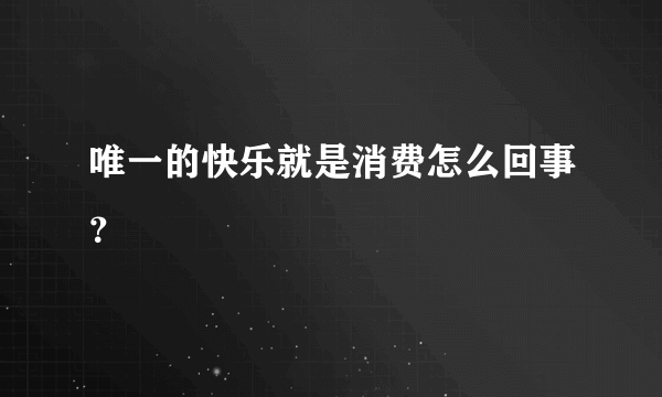 唯一的快乐就是消费怎么回事？