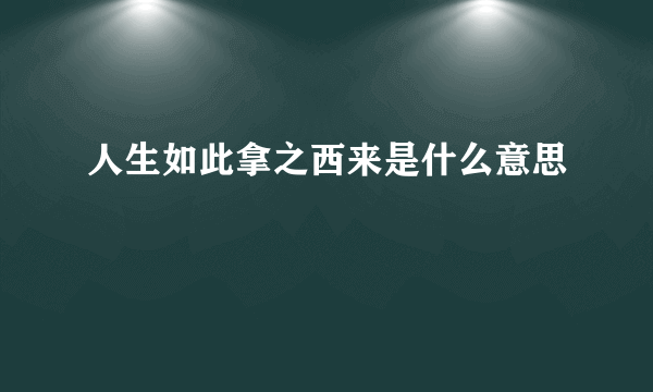 人生如此拿之西来是什么意思