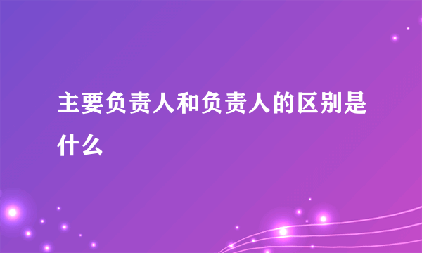 主要负责人和负责人的区别是什么