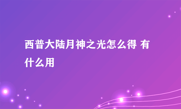 西普大陆月神之光怎么得 有什么用