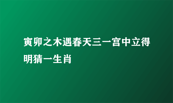 寅卯之木遇春天三一宫中立得明猜一生肖