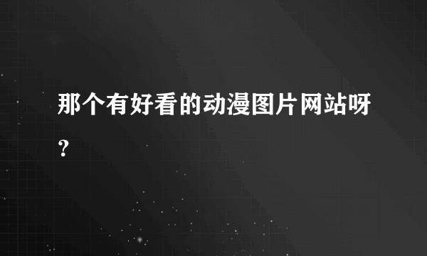 那个有好看的动漫图片网站呀？