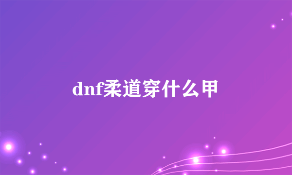 dnf柔道穿什么甲