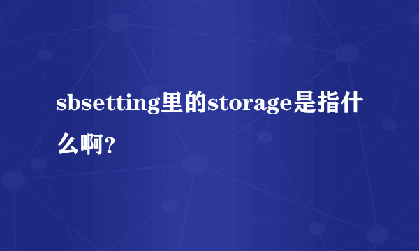 sbsetting里的storage是指什么啊？