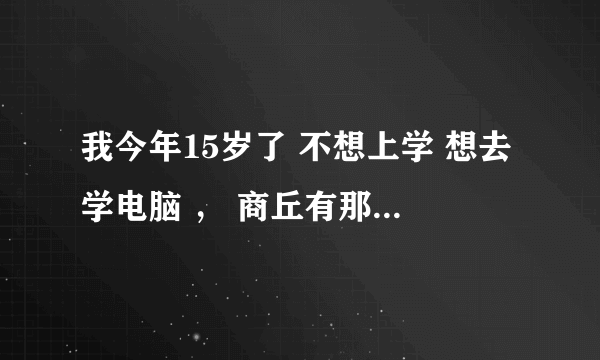 我今年15岁了 不想上学 想去学电脑 ， 商丘有那些好的电脑学校吗