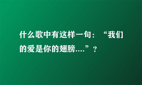 什么歌中有这样一句：“我们的爱是你的翅膀....”？