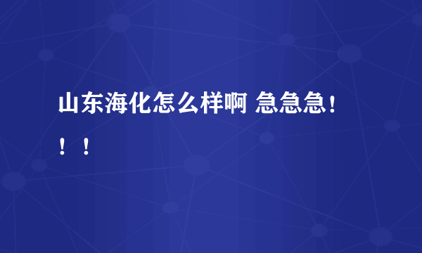 山东海化怎么样啊 急急急！！！