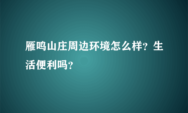 雁鸣山庄周边环境怎么样？生活便利吗？