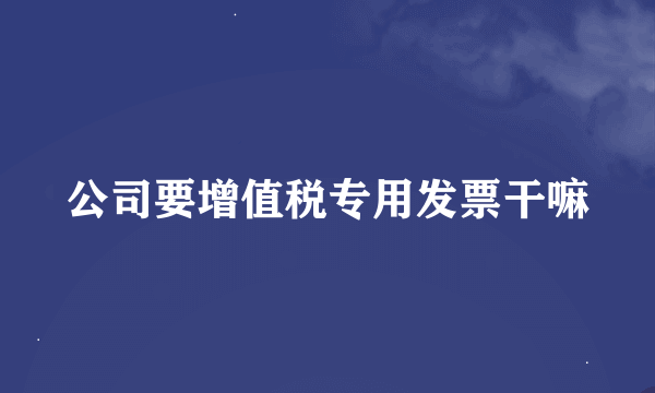 公司要增值税专用发票干嘛