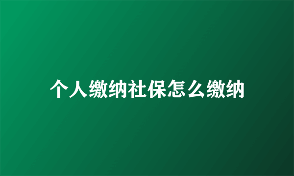 个人缴纳社保怎么缴纳