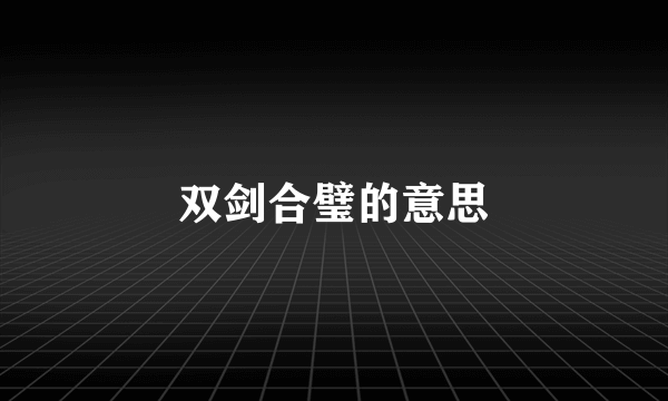 双剑合璧的意思