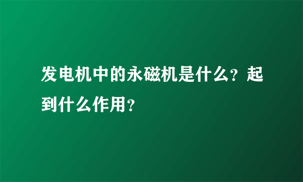 发电机中的永磁机是什么？起到什么作用？