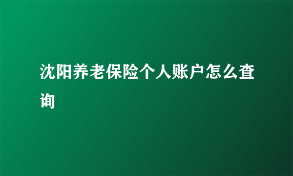 沈阳养老保险个人账户怎么查询