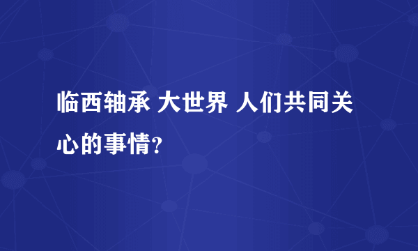 临西轴承 大世界 人们共同关心的事情？