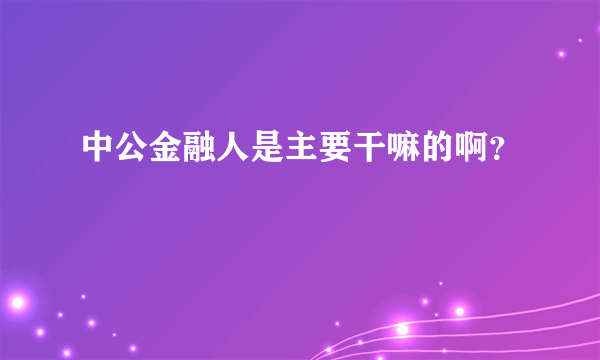 中公金融人是主要干嘛的啊？