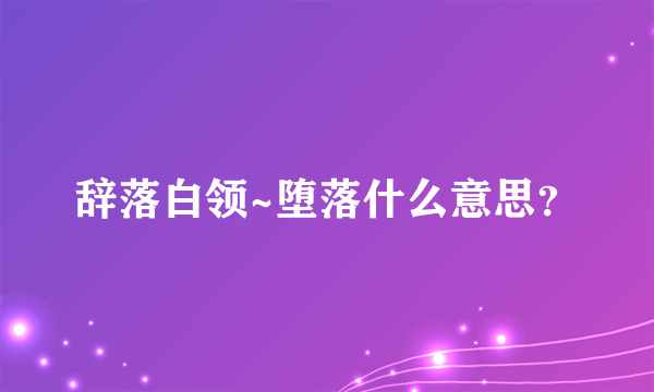 辞落白领~堕落什么意思？