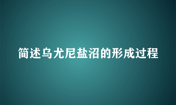 简述乌尤尼盐沼的形成过程