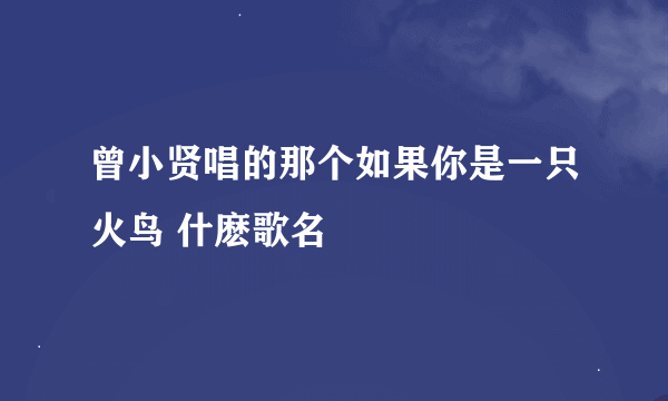 曾小贤唱的那个如果你是一只火鸟 什麽歌名