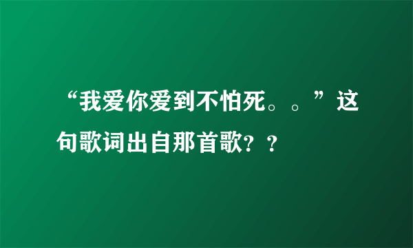 “我爱你爱到不怕死。。”这句歌词出自那首歌？？