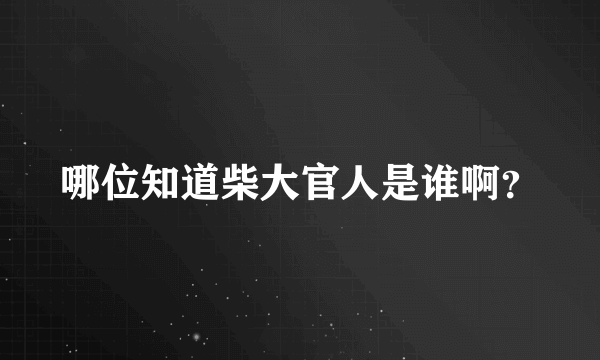 哪位知道柴大官人是谁啊？