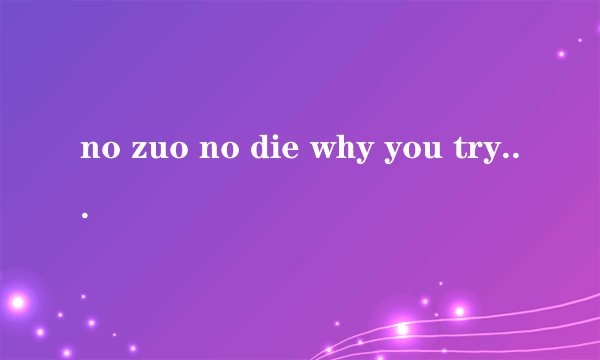 no zuo no die why you try什么意思