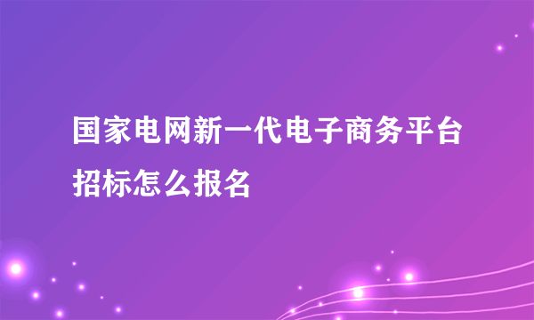 国家电网新一代电子商务平台招标怎么报名