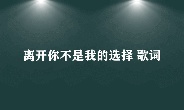 离开你不是我的选择 歌词