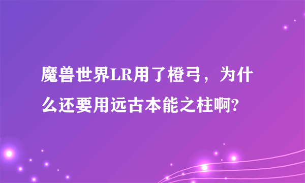 魔兽世界LR用了橙弓，为什么还要用远古本能之柱啊?