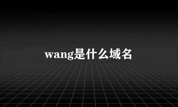 wang是什么域名