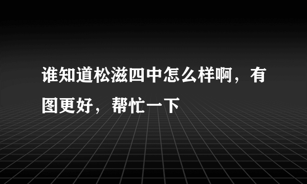 谁知道松滋四中怎么样啊，有图更好，帮忙一下