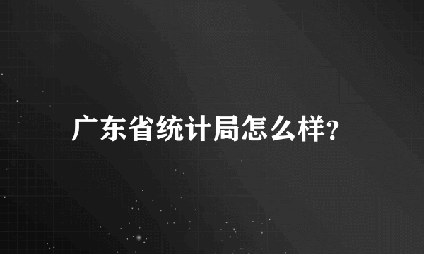 广东省统计局怎么样？