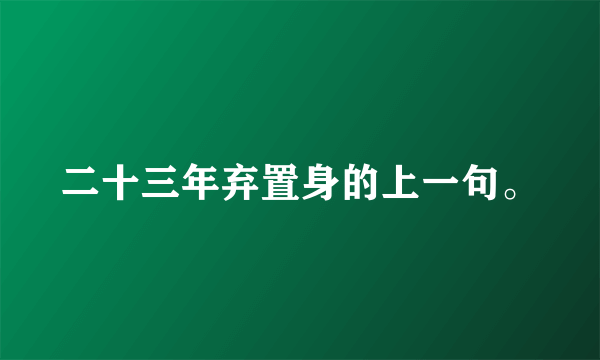 二十三年弃置身的上一句。