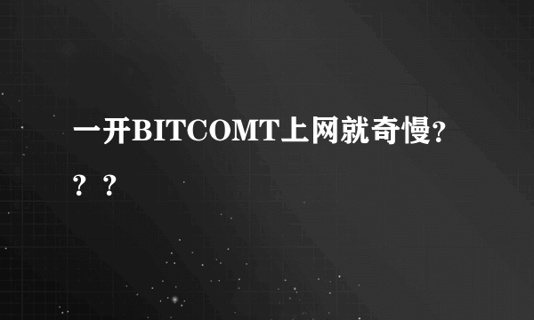 一开BITCOMT上网就奇慢？？？