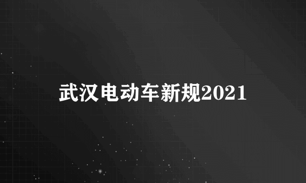 武汉电动车新规2021