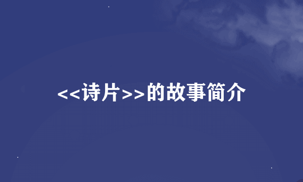 <<诗片>>的故事简介