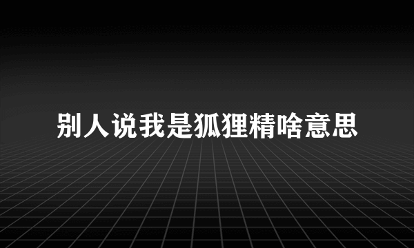 别人说我是狐狸精啥意思