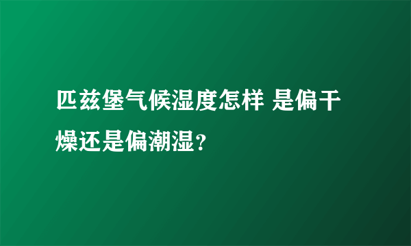 匹兹堡气候湿度怎样 是偏干燥还是偏潮湿？