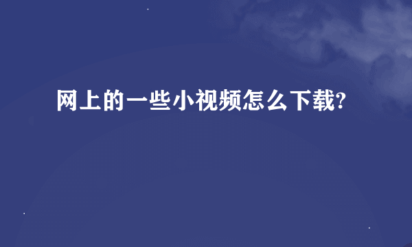 网上的一些小视频怎么下载?