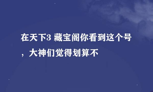 在天下3 藏宝阁你看到这个号 ，大神们觉得划算不