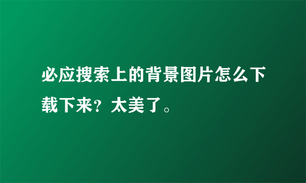 必应搜索上的背景图片怎么下载下来？太美了。