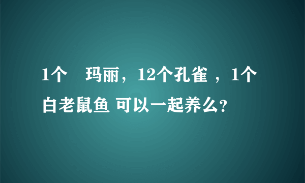 1个黒玛丽，12个孔雀 ，1个白老鼠鱼 可以一起养么？