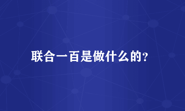 联合一百是做什么的？