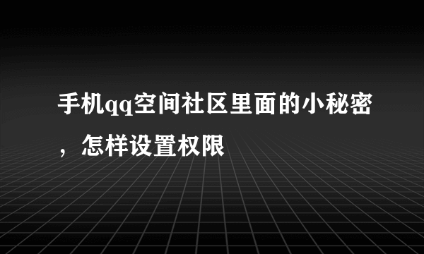 手机qq空间社区里面的小秘密，怎样设置权限