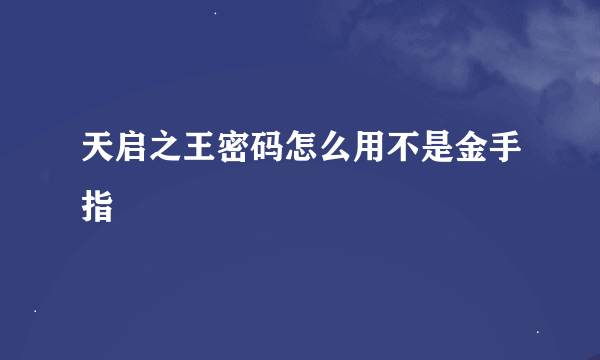 天启之王密码怎么用不是金手指