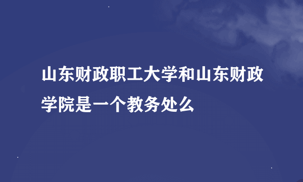 山东财政职工大学和山东财政学院是一个教务处么