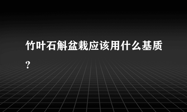 竹叶石斛盆栽应该用什么基质？