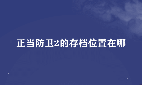 正当防卫2的存档位置在哪