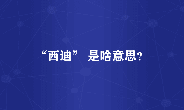 “西迪” 是啥意思？