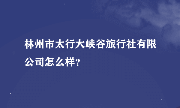 林州市太行大峡谷旅行社有限公司怎么样？